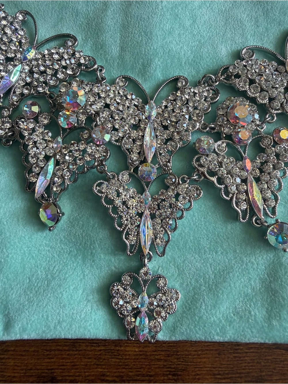 Kirks Folly Silver and AB Crystal Bib Necklace - Picture 10 of 12
